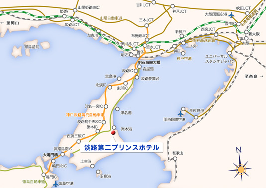 大阪湾周辺からの交通マップ